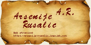Arsenije Rusalić vizit kartica